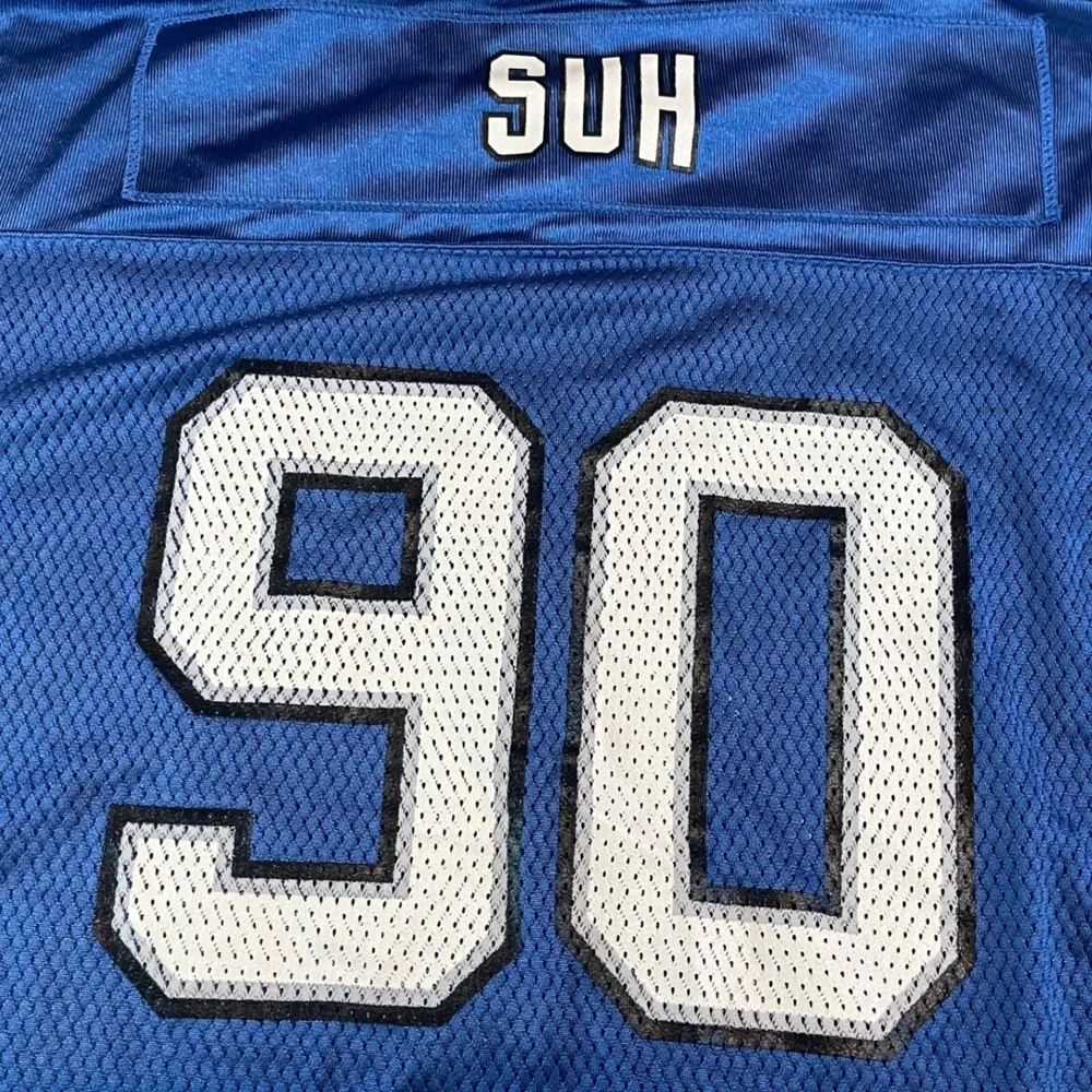 Reebok Detroit Lions Ndamukong Suh 90 Jersey Youth XL Adult Medium Blue NFL Mesh